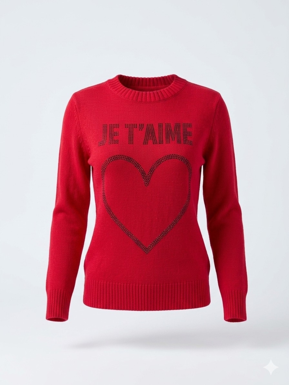 Nanette Lepore Red 'JE T'AIME' Heart Crewneck Sweater